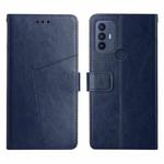 For Sharp Aquos V6 / V6 Plus Y Stitching Horizontal Flip Leather Phone Case(Blue)