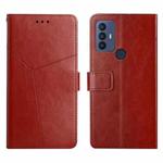 For Sharp Aquos V6 / V6 Plus Y Stitching Horizontal Flip Leather Phone Case(Brown)