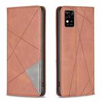 For ZTE Blade  A31 Prismatic Invisible Magnetic Leather Phone Case(Brown)