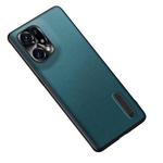 For OPPO Find X5 Folding Holder Plain Leather Phone Case(Lake Green)