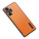 For Xiaomi Redmi K50 Gaming Folding Holder Plain Leather Phone Case(Orange)