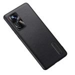 For Xiaomi 12 Pro Folding Holder Plain Leather Phone Case(Black)