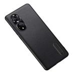 For Honor 50 Pro / Huawei nova 9 Pro Folding Holder Plain Leather Phone Case(Black)