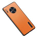 For Huawei Mate 30 Folding Holder Plain Leather Phone Case(Orange)