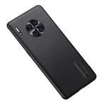 For Huawei Mate 30 Folding Holder Plain Leather Phone Case(Black)