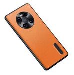For Huawei Mate 40 Pro Folding Holder Plain Leather Phone Case(Orange)