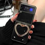 For Samsung Galaxy Z Flip3 5G Diamond Heart Holder Phone Case(Black)