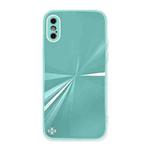 CD Texture TPU + Tempered Glass Phone Case For iPhone XS / X(Cyan-blue)