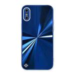 CD Texture TPU + Tempered Glass Phone Case For iPhone XS Max(Blue)
