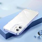 Diamond Glitter Powder Lens Protector Glass Phone Case For iPhone 12(Transparent Blue)