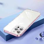 Diamond Glitter Powder Lens Protector Glass Phone Case For iPhone 12 Pro(Transparent Pink)