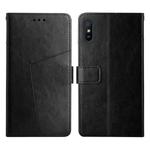 For Xiaomi Redmi 9A Y Stitching Horizontal Flip Leather Phone Case(Black)