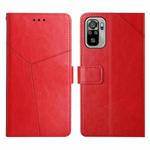 For Xiaomi Redmi Note 10 4G Y Stitching Horizontal Flip Leather Phone Case(Red)