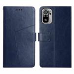 For Xiaomi Redmi Note 10 4G Y Stitching Horizontal Flip Leather Phone Case(Blue)