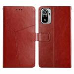 For Xiaomi Redmi Note 10 4G Y Stitching Horizontal Flip Leather Phone Case(Brown)
