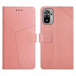 For Xiaomi Redmi Note 10 4G Y Stitching Horizontal Flip Leather Phone Case(Rose Gold)