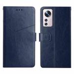 For Xiaomi 12 Y Stitching Horizontal Flip Leather Phone Case(Blue)