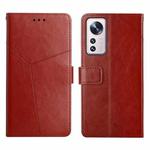 For Xiaomi 12 Y Stitching Horizontal Flip Leather Phone Case(Brown)
