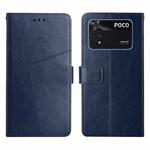 For Xiaomi Poco M4 Pro 4G Y Stitching Horizontal Flip Leather Phone Case(Blue)