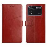 For Xiaomi Poco M4 Pro 4G Y Stitching Horizontal Flip Leather Phone Case(Brown)