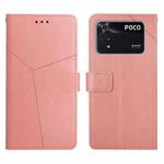 For Xiaomi Poco M4 Pro 4G Y Stitching Horizontal Flip Leather Phone Case(Rose Gold)