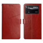 For Xiaomi Poco X4 Pro 5G Y Stitching Horizontal Flip Leather Phone Case(Brown)