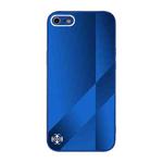 For iPhone SE 2022 / SE 2020 / 8 / 7 X10A Texture TPU + Tempered Glass Phone Case(Blue)