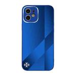 For iPhone 11 X10A Texture TPU + Tempered Glass Phone Case (Blue)