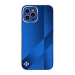 For iPhone 11 Pro X10A Texture TPU + Tempered Glass Phone Case (Blue)