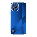 For iPhone 11 Pro Max X10A Texture TPU + Tempered Glass Phone Case (Blue)