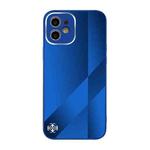 For iPhone 12 X10A Texture TPU + Tempered Glass Phone Case(Blue)