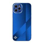 For iPhone 12 Pro Max X10A Texture TPU + Tempered Glass Phone Case(Blue)