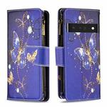 For Google Pixel 7 Pro 5G Colored Drawing Pattern Zipper Horizontal Flip Phone Leather Case(Purple Butterfly)