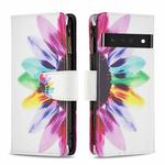 For Google Pixel 7 Pro 5G Colored Drawing Pattern Zipper Horizontal Flip Phone Leather Case(Sun Flower)