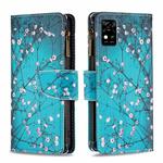 For ZTE Blade  A31 Colored Drawing Pattern Zipper Horizontal Flip Phone Leather Case(Plum Blossom)