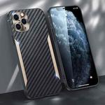 Carbon Fiber PC + TPU Phone Case For iPhone 11 Pro Max(Gold)