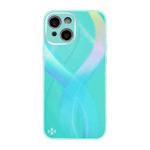 For iPhone 13 Cross S Texture TPU + Tempered Glass Phone Case(Cyan-blue)