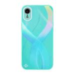 Cross S Texture TPU + Tempered Glass Phone Case For iPhone XR(Cyan-blue)