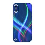 Cross S Texture TPU + Tempered Glass Phone Case For iPhone XS / X(Blue)
