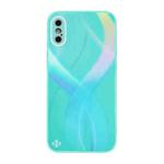 Cross S Texture TPU + Tempered Glass Phone Case For iPhone XS Max(Cyan-blue)