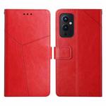 For OnePlus 9 Y Stitching Horizontal Flip Leather Phone Case(Red)
