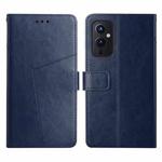 For OnePlus 9 Y Stitching Horizontal Flip Leather Phone Case(Blue)