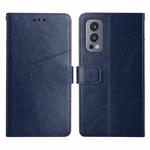 For OnePlus Nord 2 5G Y Stitching Horizontal Flip Leather Phone Case(Blue)