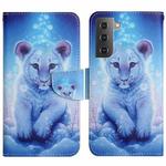 For Samsung Galaxy S22 5G Painted Pattern Horizontal Flip Leather Phone Case(Little Leopard)