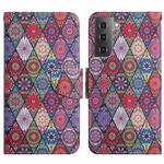 For Samsung Galaxy S22 5G Painted Pattern Horizontal Flip Leather Phone Case(Rhombus Kaleidoscope)