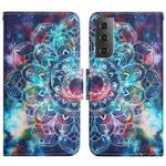 For Samsung Galaxy S22 5G Painted Pattern Horizontal Flip Leather Phone Case(Starry Mandala)