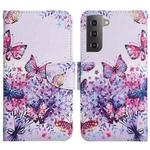 For Samsung Galaxy S22+ 5G Painted Pattern Horizontal Flip Leather Phone Case(Bright Butterfly)