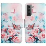 For Samsung Galaxy S22+ 5G Painted Pattern Horizontal Flip Leather Phone Case(Peony Butterfly)