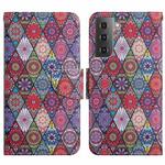 For Samsung Galaxy S22+ 5G Painted Pattern Horizontal Flip Leather Phone Case(Rhombus Kaleidoscope)