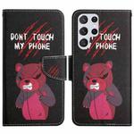 For Samsung Galaxy S22 Ultra 5G Painted Pattern Horizontal Flip Leather Phone Case(Red Bear)